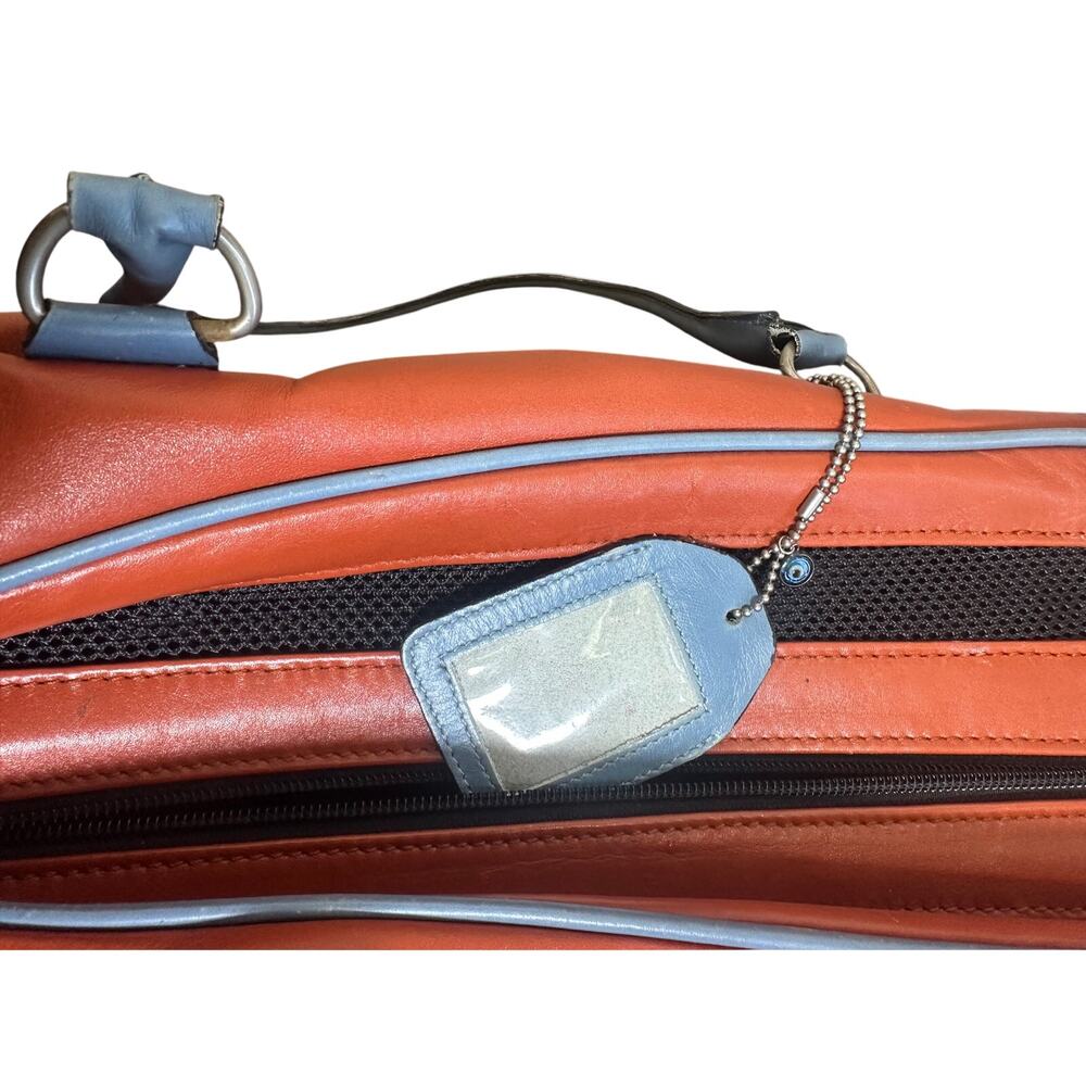 Emre New York Leather Small Pet Carrier Cognac & Blue Dog/Cat Travel Bag 16x10x9 - Picture 11 of 16
